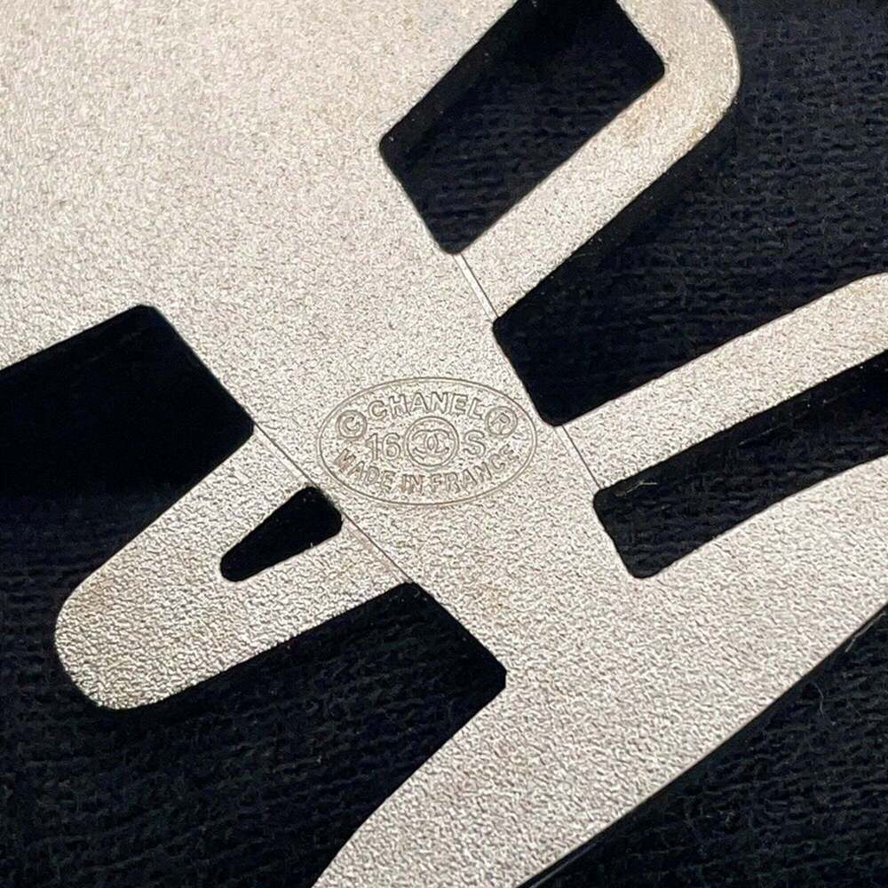 CHANEL Authentic Silver Logo Brooch - Picture 8 of 9